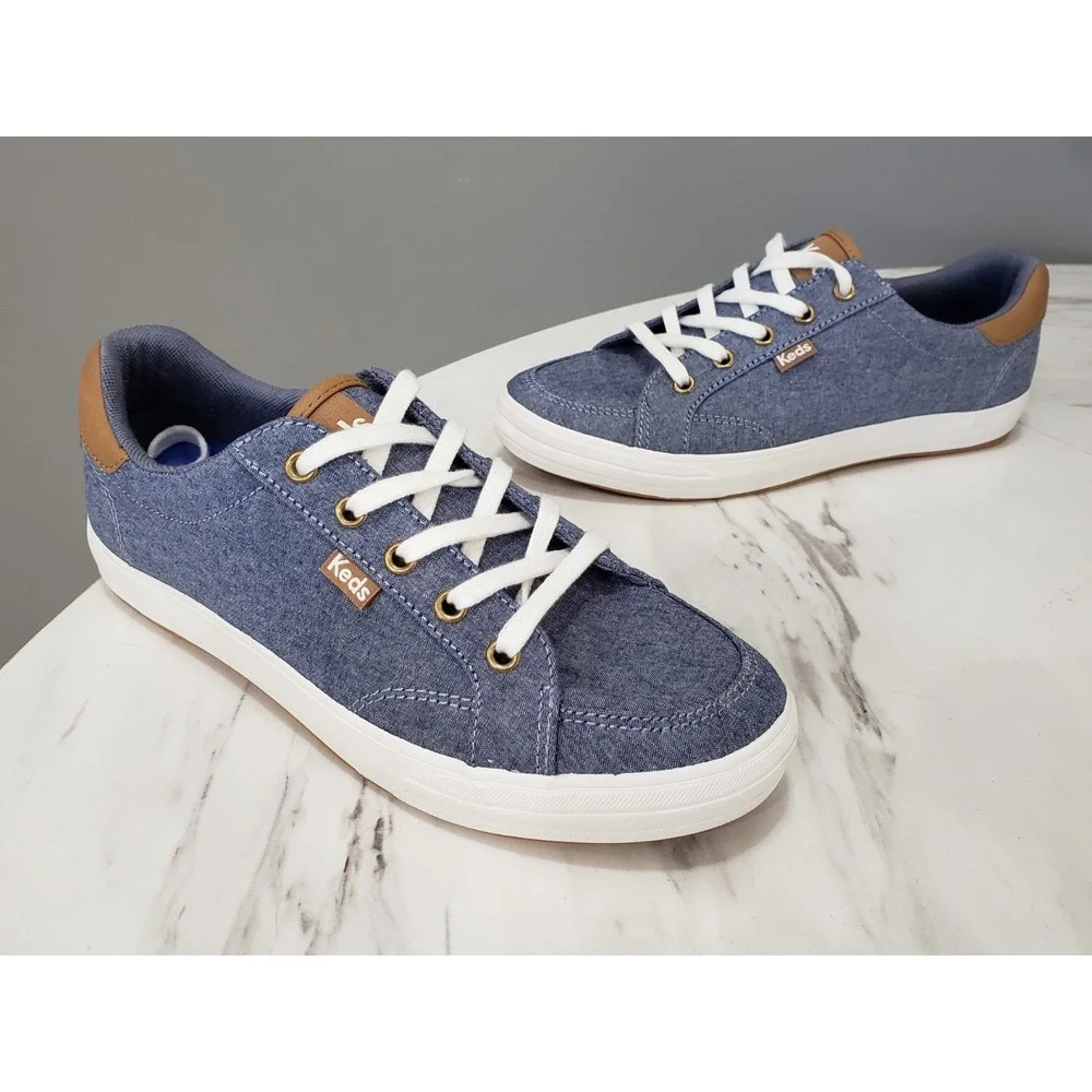 NEW NO BOX SIZE 7 KEDS Chambray Lace-Up Sneaker Boat Shoe Womens Blue